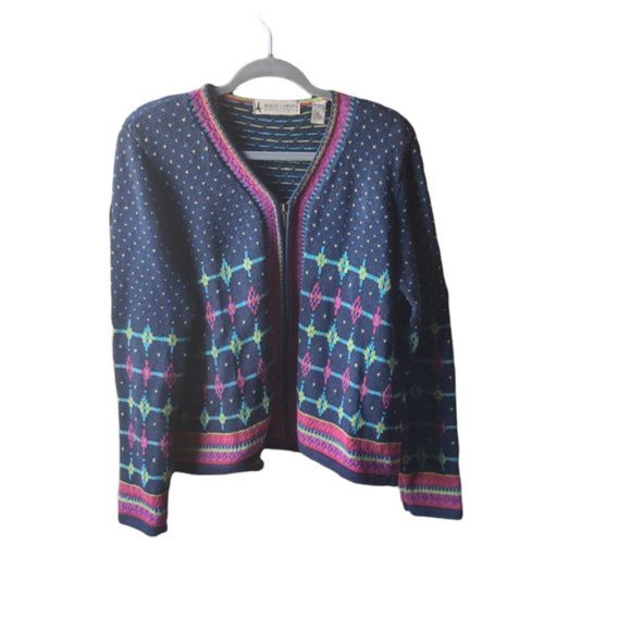 Marsh Landing Vintage Full Zip Nordic FairIsle  Sweater M - LAST CHANCE - Picture 2 of 10